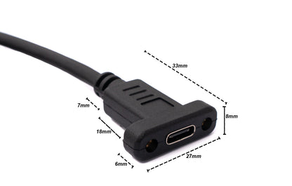 SYSTEM-S USB 3.1 Kabel 30 cm Typ C Stecker zu Buchse Schraube Adapter in Schwarz
