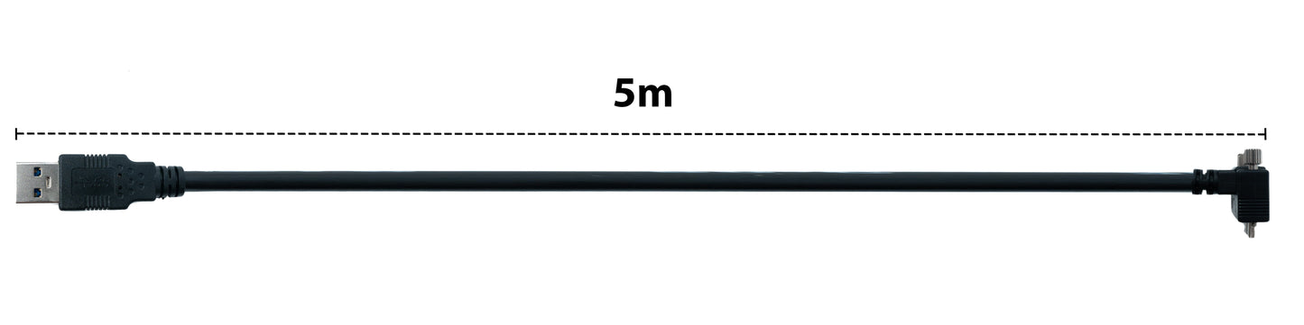 SYSTEM-S USB 3.0 Kabel 5 m Micro B Stecker zu Typ A Stecker Schraube Winkel in Schwarz