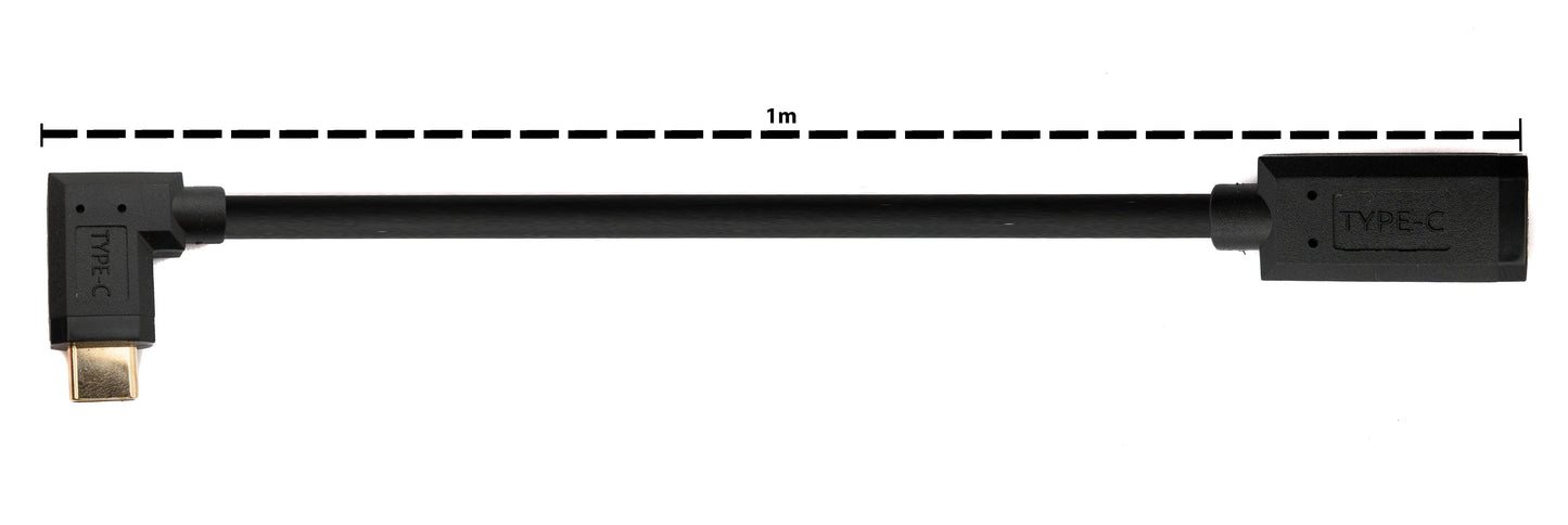 SYSTEM-S USB 3.1 Gen 2 Kabel 100 cm Typ C Stecker zu Buchse Winkel in Schwarz