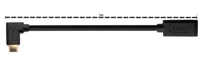 SYSTEM-S USB 3.1 Gen 2 Kabel 100 cm Typ C Stecker zu Buchse Winkel in Schwarz