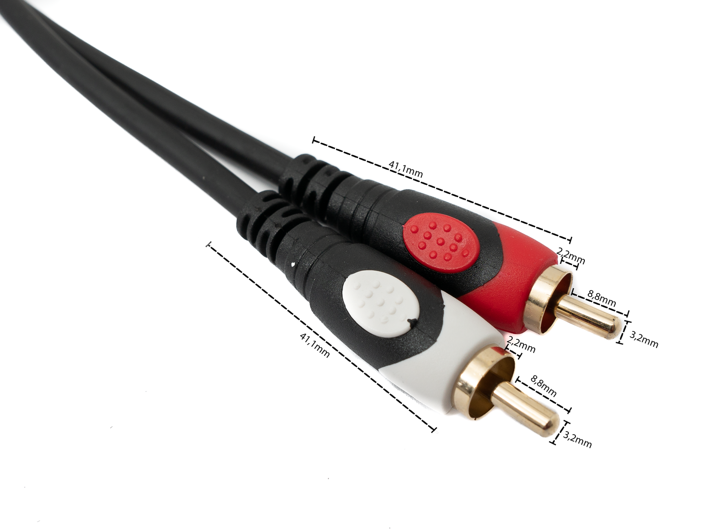 SYSTEM-S Cinch 2 RCA Kabel 20 m Stecker zu Stecker Stereo AV in Schwarz