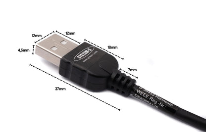 SYSTEM-S USB 2.0 Kabel 200 cm Typ A Stecker zu Micro B Stecker Spirale Winkel in Schwarz