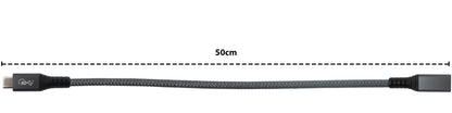 SYSTEM-S USB4 USB cable 50 cm Type C male to female 40 Gbit/s USB 4.0 braided in gray
