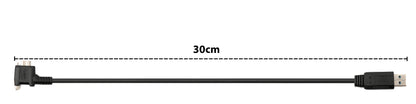 SYSTEM-S USB 3.0 Kabel 30 cm Micro B Stecker zu Typ A Stecker Schraube Winkel in Schwarz