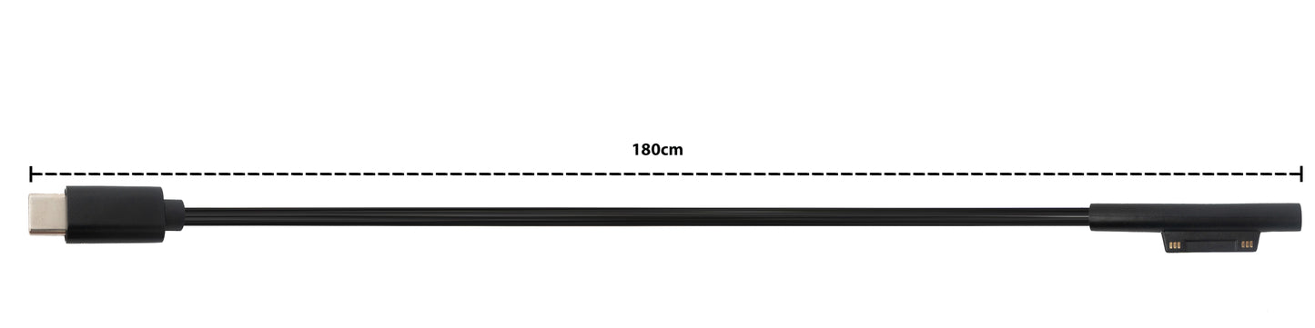 SYSTEM-S USB 3.1 cable 180 cm charging cable for Microsoft Surface braided in black