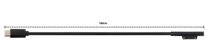 SYSTEM-S USB 3.1 cable 180 cm charging cable for Microsoft Surface braided in black