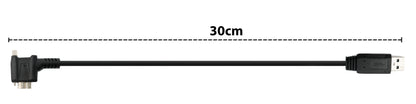 SYSTEM-S USB 3.0 Kabel 30 cm Micro B Stecker zu Typ A Stecker Schraube Winkel in Schwarz