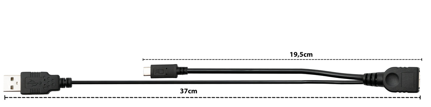 SYSTEM-S USB 2.0 Y Kabel 35 cm Typ A Buchse zu Typ A Stecker & 3.1 Typ C Buchse Adapter