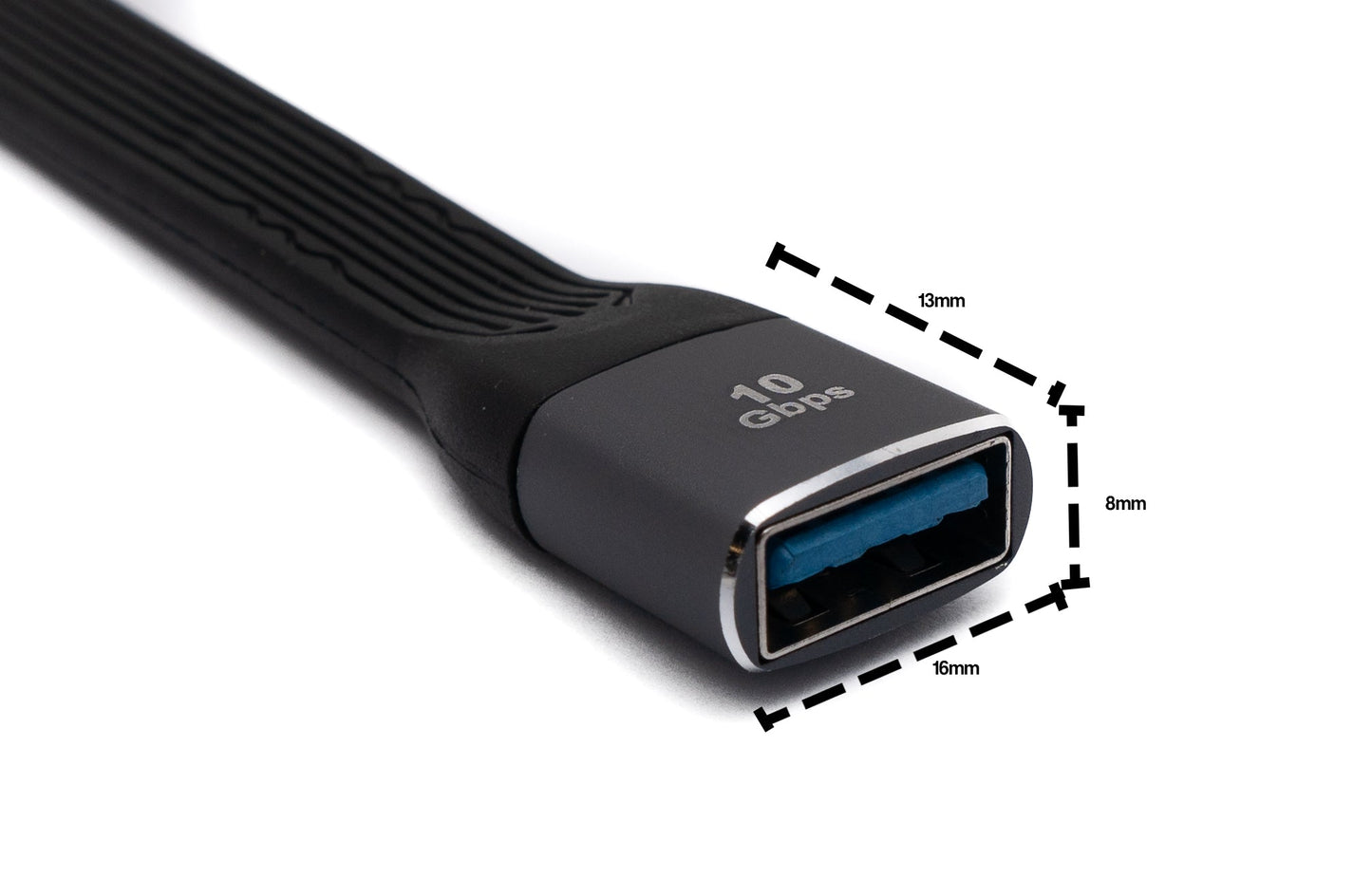 SYSTEM-S USB 3.1 Kabel 13 cm Typ C Stecker zu 3.0 Typ A Buchse flach in Schwarz