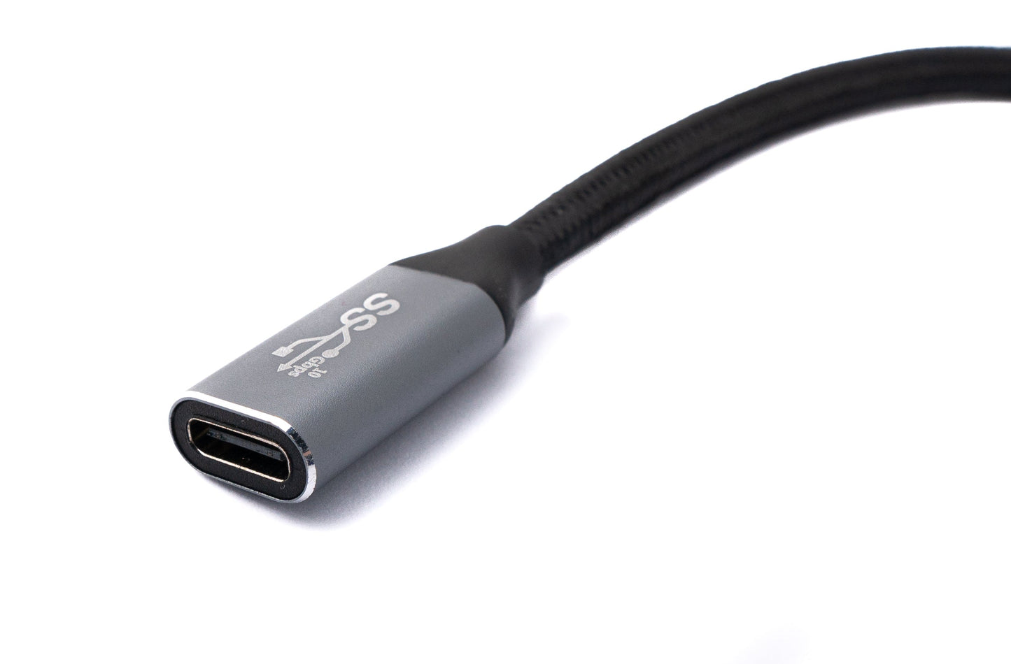 SYSTEM-S USB 3.1 Gen 2 Kabel 50 cm Typ C Stecker zu Buchse geflochten Winkel