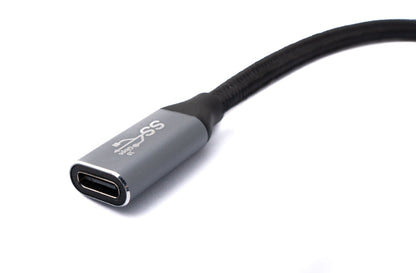 SYSTEM-S USB 3.1 Gen 2 Kabel 50 cm Typ C Stecker zu Buchse geflochten Winkel