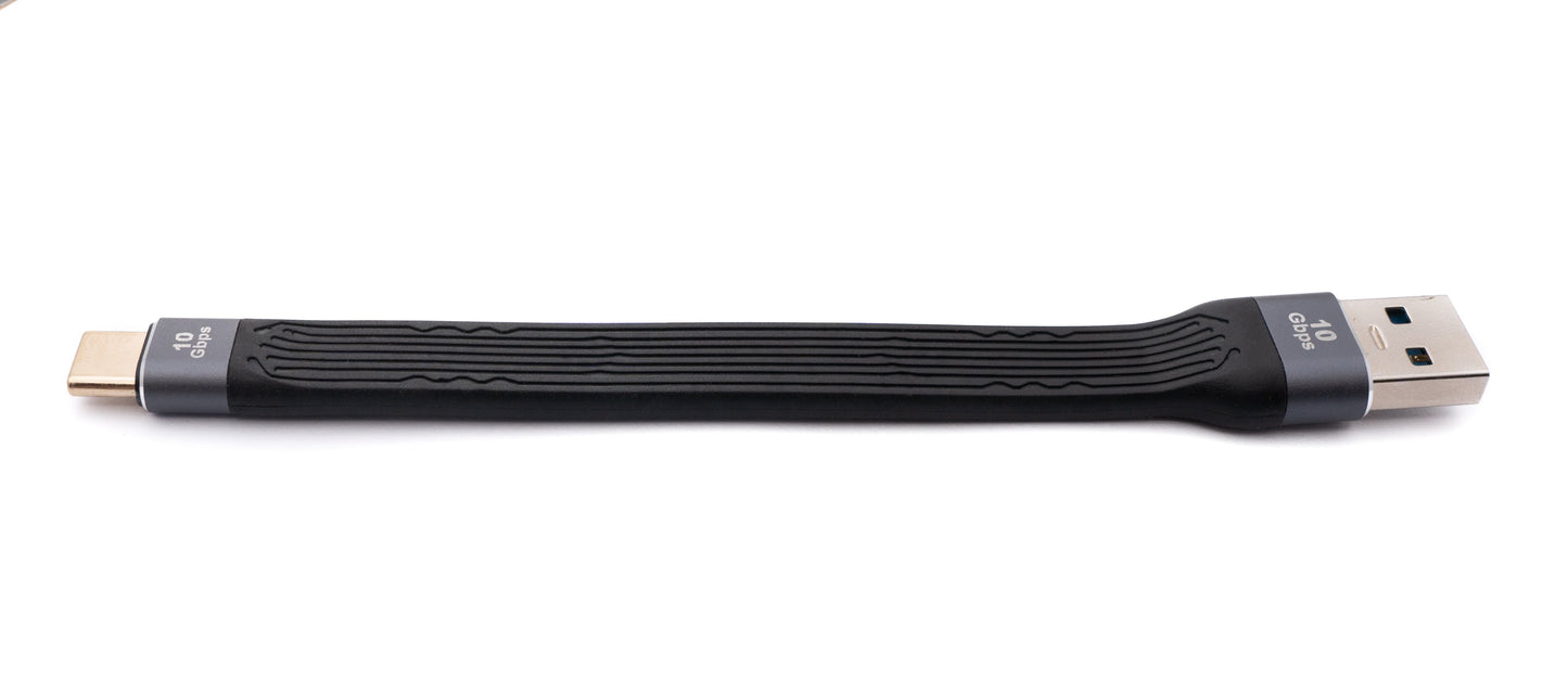 SYSTEM-S USB 3.1 Gen 2 Kabel 13 cm Typ C Stecker zu 3.0 A Stecker flach flexibel