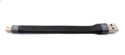 SYSTEM-S USB 3.1 Gen 2 Kabel 13 cm Typ C Stecker zu 3.0 A Stecker flach flexibel