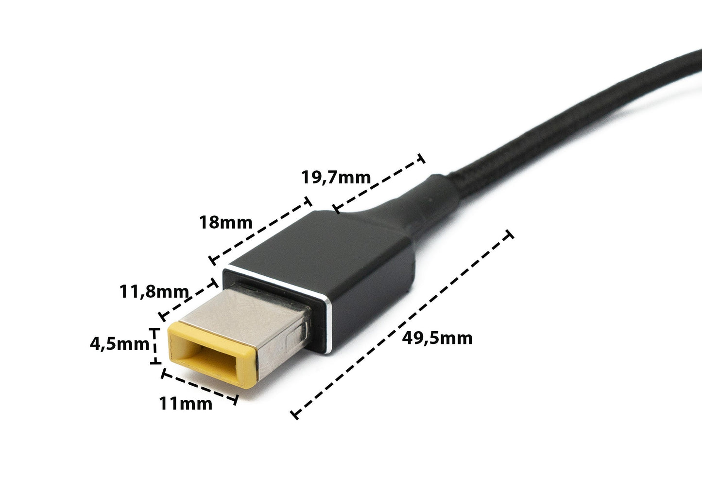 SYSTEM-S USB 3.1 Kabel 150 cm Typ C Stecker zu Rectangle 11,0 x 4,5 mm Stecker geflochten