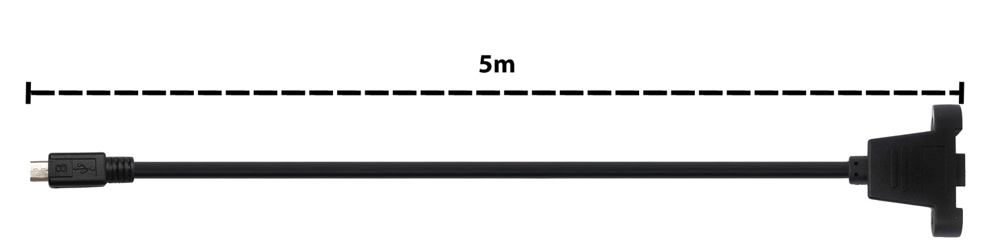 SYSTEM-S USB 2.0 cable 5 m Micro B male to female screw in black
