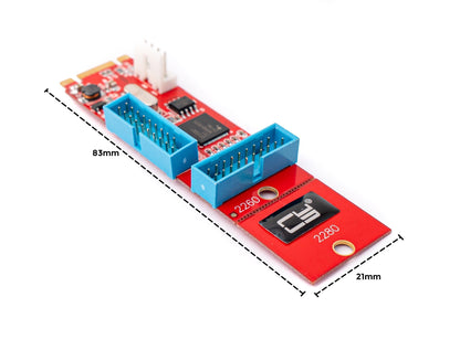 SYSTEM-S Dual Port Adapter 19 20Pin USB 3.0 Buchse zu NGFF M.2 B+M Key Stecker Kabel Card