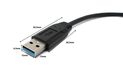 SYSTEM-S USB 3.0 Kabel 30 cm Micro B Stecker zu Typ A Stecker Schraube Winkel in Schwarz