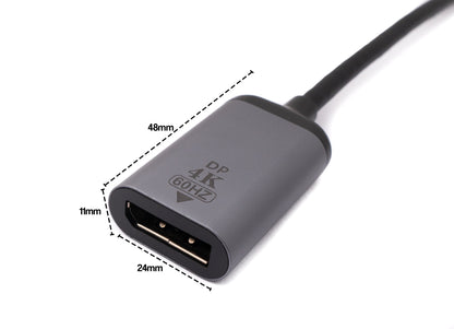 SYSTEM-S Display Port Kabel 20 cm DP Buchse zu USB 3.1 Typ C Stecker in Grau