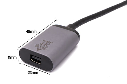 SYSTEM-S Display Port cable 20 cm Mini DP female to USB 3.1 Type C male in grey