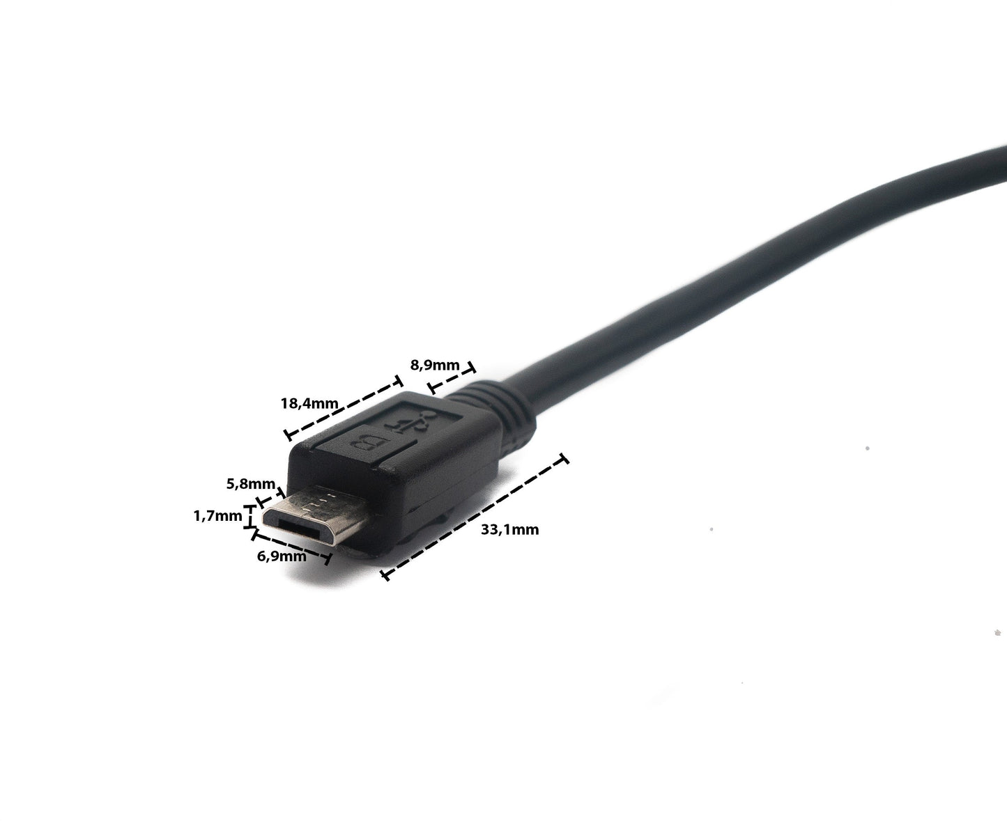 SYSTEM-S USB 2.0 cable 5 m Micro B male to female screw in black