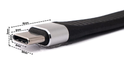 SYSTEM-S USB 3.1 Gen 2 Kabel 13 cm Typ C Stecker zu 3.0 A Stecker flach flexibel