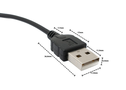 SYSTEM-S USB 2.0 cable 25 cm Mini B plug to Type A plug in black 