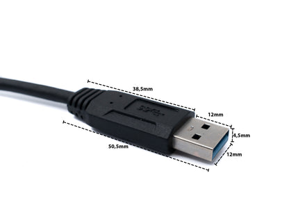 SYSTEM-S USB 3.0 Kabel 30 cm Micro B Stecker zu Typ A Stecker Schraube Winkel in Schwarz