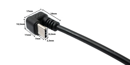 SYSTEM-S USB 3.1 U Turn 180° Cable 30 cm Type C Male to 2.0 Mini Female Angled Black
