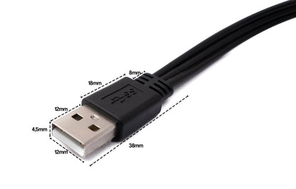 SYSTEM-S Cinch 3 RCA Kabel 25 cm Buchse zu USB 2.0 Typ A Stecker AV in Schwarz