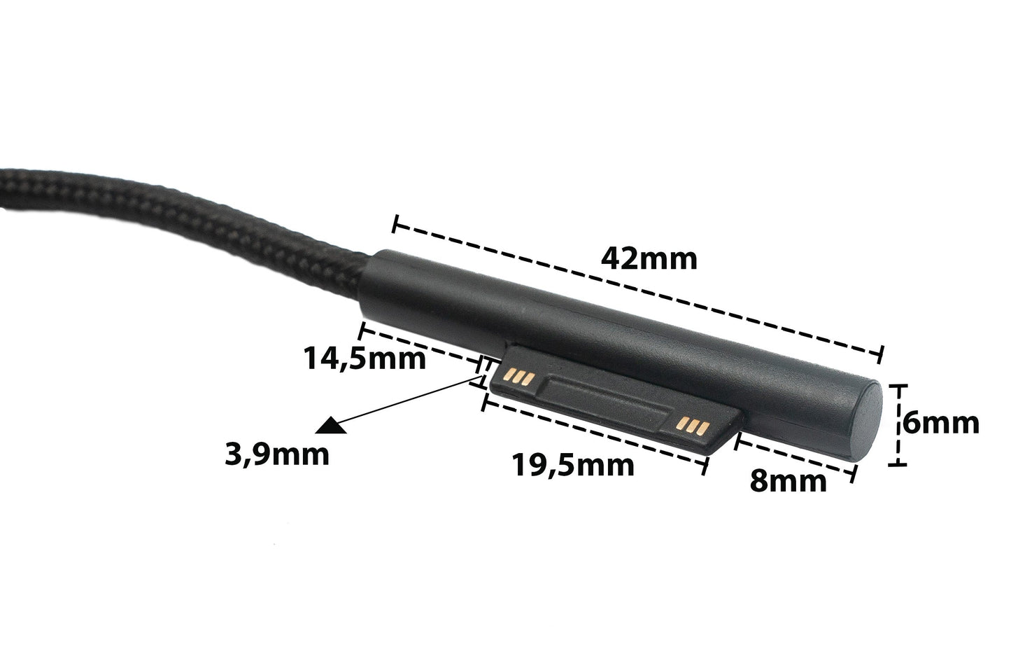 SYSTEM-S USB 3.1 cable 180 cm charging cable for Microsoft Surface braided in black