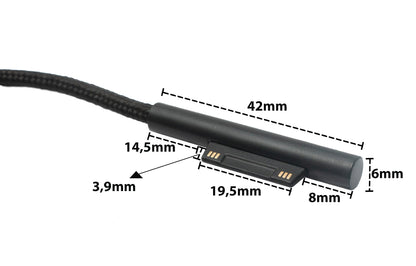 SYSTEM-S USB 3.1 cable 180 cm charging cable for Microsoft Surface braided in black