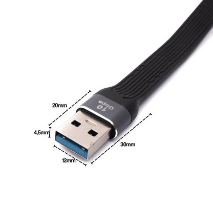 SYSTEM-S USB 3.1 Gen 2 Kabel 13 cm Typ C Stecker zu 3.0 A Stecker flach flexibel