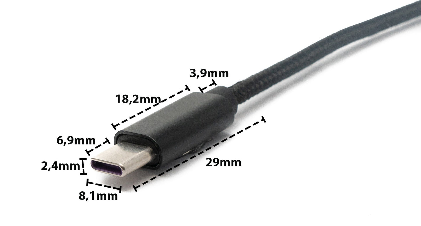 SYSTEM-S USB 3.1 cable 180 cm charging cable for Microsoft Surface braided in black