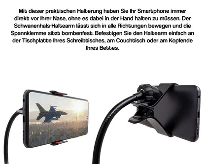 SYSTEM-S Universal flexible table &amp; bed metal gooseneck arm holder for smartphone