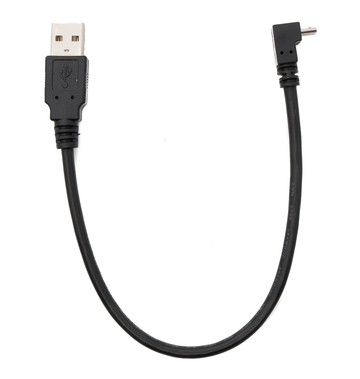 SYSTEM-S USB 2.0 cable 25 cm Type A male to Micro B male angled in black
