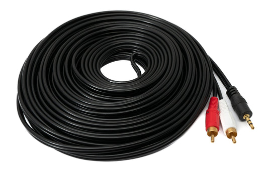 SYSTEM-S Cinch 2 RCA Kabel 15 m Stecker zu AUX 3,5 mm Klinke Stecker Stereo AV in Schwarz