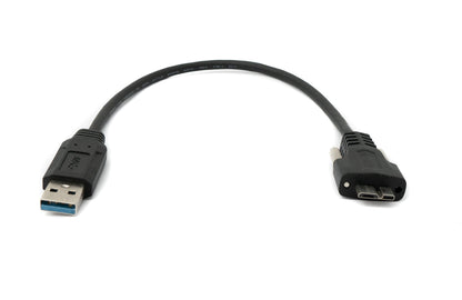 SYSTEM-S USB 3.0 Kabel 30 cm Micro B Stecker zu Typ A Stecker Schraube in Schwarz