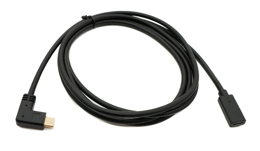 SYSTEM-S USB 3.1 Gen 2 Kabel 1,8 m Typ C Stecker zu Buchse Winkel in Schwarz