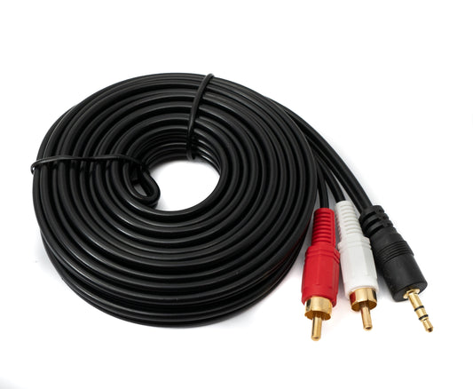 SYSTEM-S Cinch 2 RCA Kabel 5 m Stecker zu AUX 3,5 mm Klinke Stecker Stereo AV in Schwarz