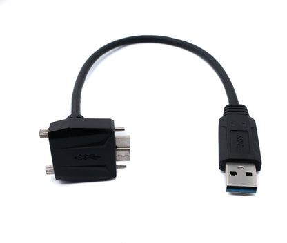 SYSTEM-S USB 3.0 Kabel 30 cm Micro B Stecker zu Typ A Stecker Schraube Winkel in Schwarz