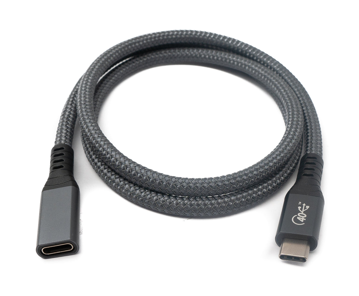 SYSTEM-S USB4 USB Kabel 80 cm Typ C Stecker zu Buchse 40 Gbit/s USB 4.0 geflochten in Grau