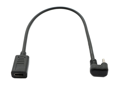 SYSTEM-S USB 3.1 U Turn 180° Kabel 30cm Typ C Stecker zu Buchse Winkel in Schwarz