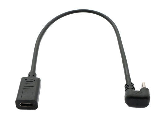 SYSTEM-S USB 3.1 U Turn 180° Kabel 30cm Typ C Stecker zu Buchse Winkel in Schwarz