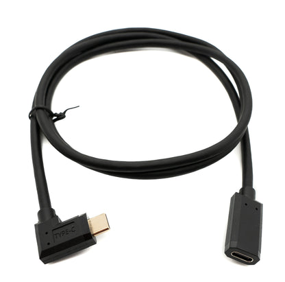 SYSTEM-S USB 3.1 Gen 2 Kabel 100 cm Typ C Stecker zu Buchse Winkel in Schwarz
