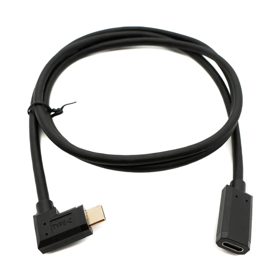SYSTEM-S USB 3.1 Gen 2 Kabel 100 cm Typ C Stecker zu Buchse Winkel in Schwarz