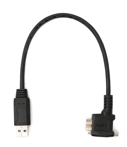 SYSTEM-S USB 3.0 Kabel 30 cm Micro B Stecker zu Typ A Stecker Schraube Winkel in Schwarz