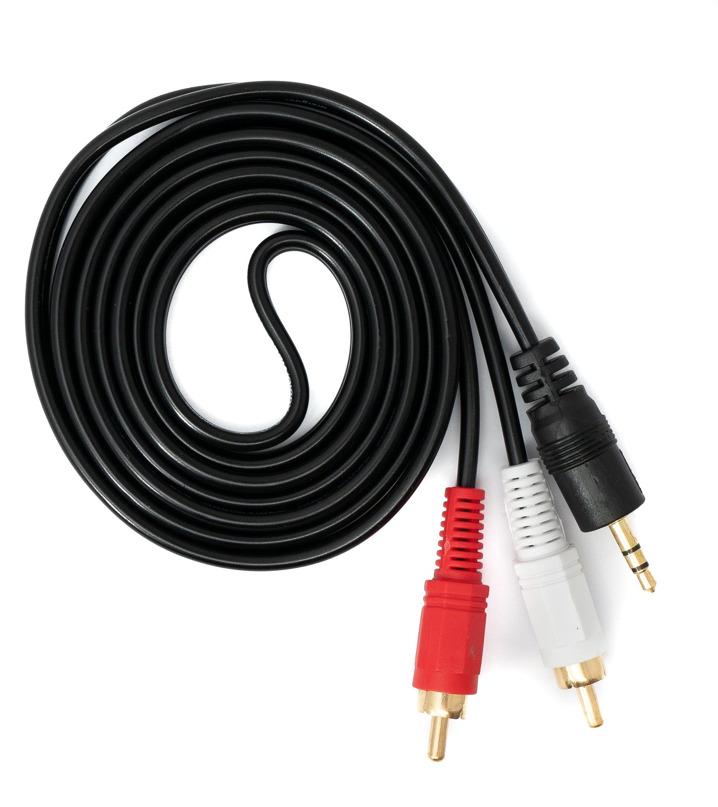 SYSTEM-S Cinch 2 RCA cable 1.5m plug to AUX 3.5mm jack plug Stereo AV in black