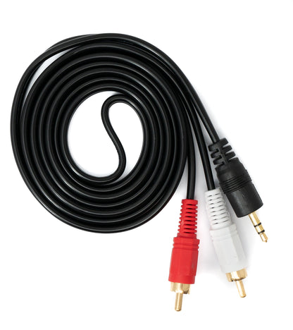 SYSTEM-S Cinch 2 RCA cable 1.5m plug to AUX 3.5mm jack plug Stereo AV in black