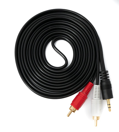SYSTEM-S Cinch 2 RCA Kabel 2,5 m Stecker zu AUX 3,5 mm Klinke Stecker Stereo AV in Schwarz