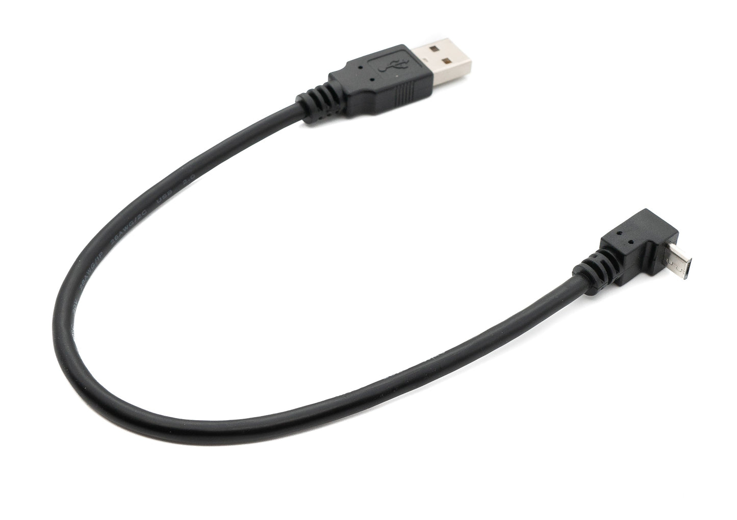 SYSTEM-S USB 2.0 cable 25 cm Type A male to Micro B male angled in black
